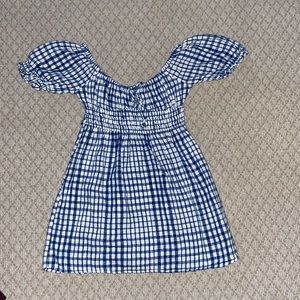 blue plaid milk maid dress from urban outfitters